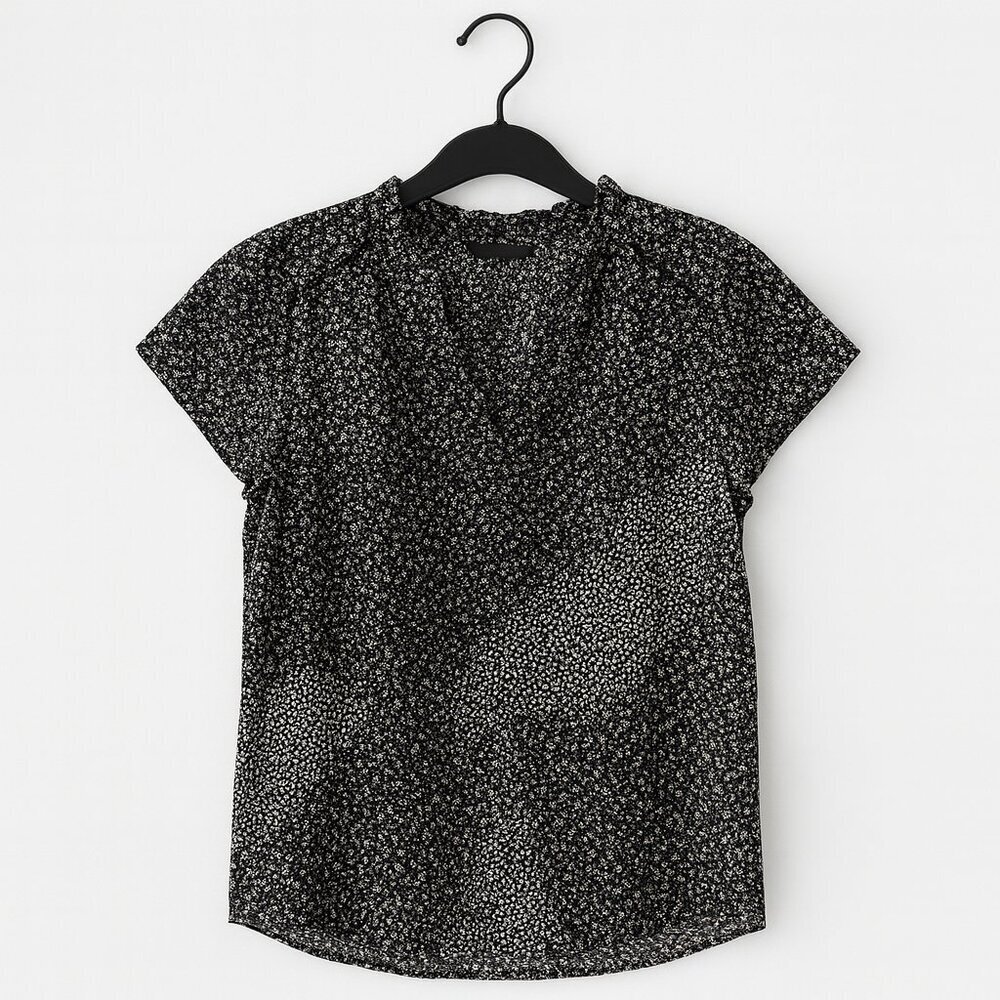 Floral Black & White Women’s Top | Size 1X | Mod Lusive | 100% Polyester